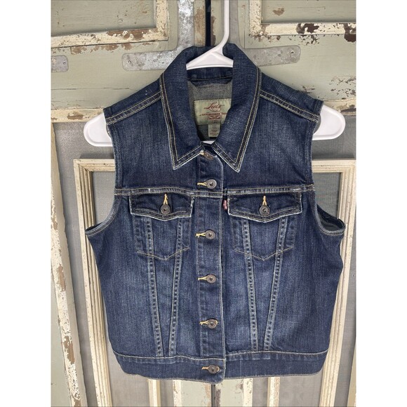 Levi's Jackets & Blazers - Levi’s Denim Vest Blue Sleeveless Classic Trucker Casual Womens Medium